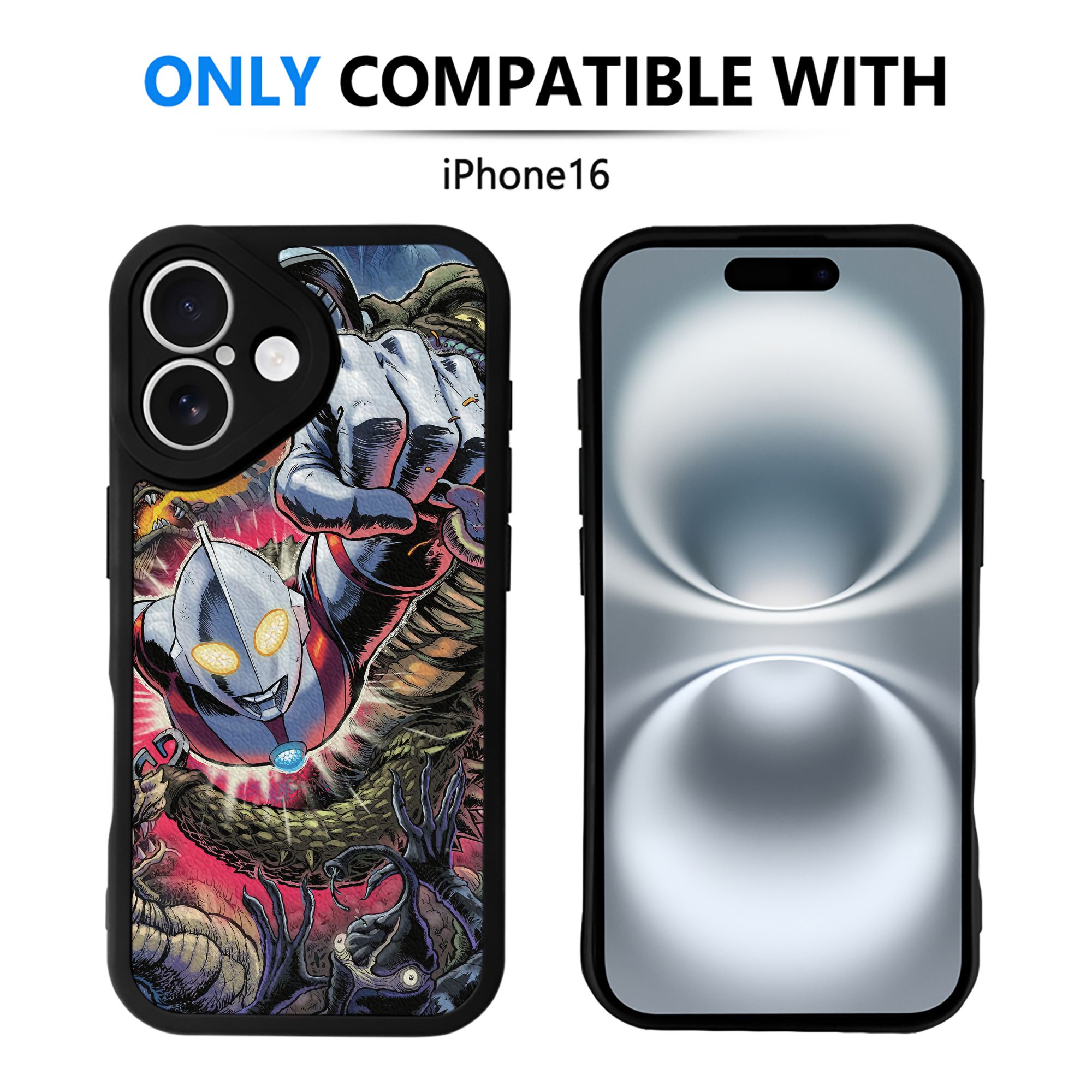 （画像用） ウルトラマン Ultraman 【iPhone 16シリーズ対応】シリコンスマホケース（レザー調） 材質：シリコン